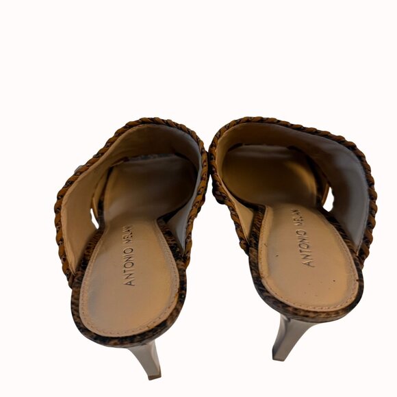 Antonio Melani Studded Mule Shoes Size 8 Beaded Brown Suede Heels Boho Hippie - Picture 6 of 14